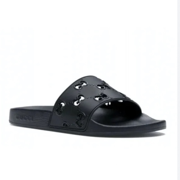Gucci GG Slide Black Rubber Womens 7 - Picture 1 of 15